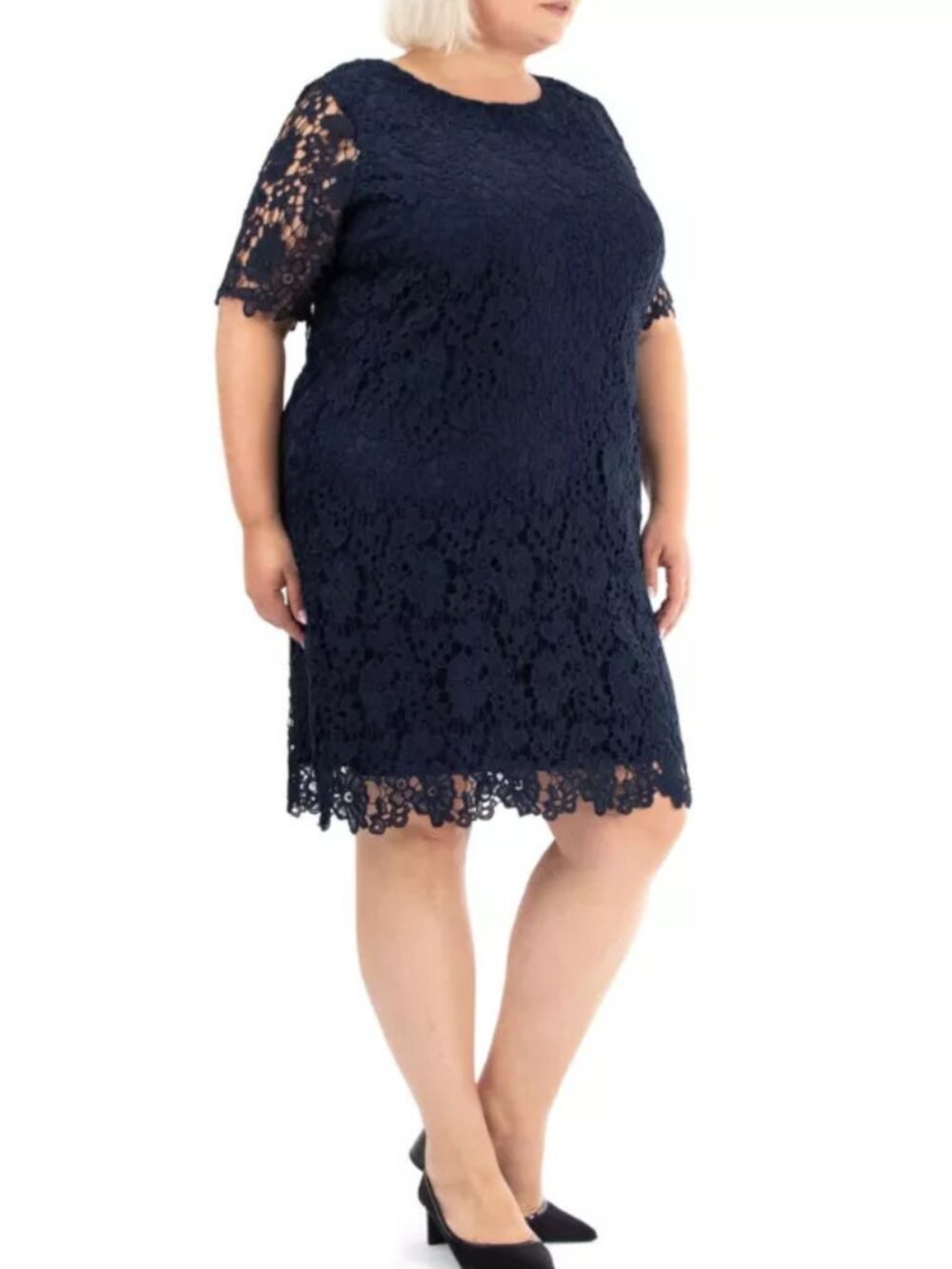 ✨Nina Leonard Floral Lace Cocktail Dress Black 3X NWT